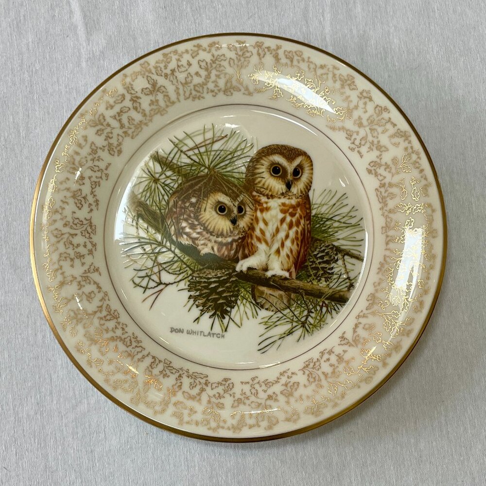 GORHAM Fine China Don Whitlatch Limited Edition SAW-WHET OWL Signed Plate-1975